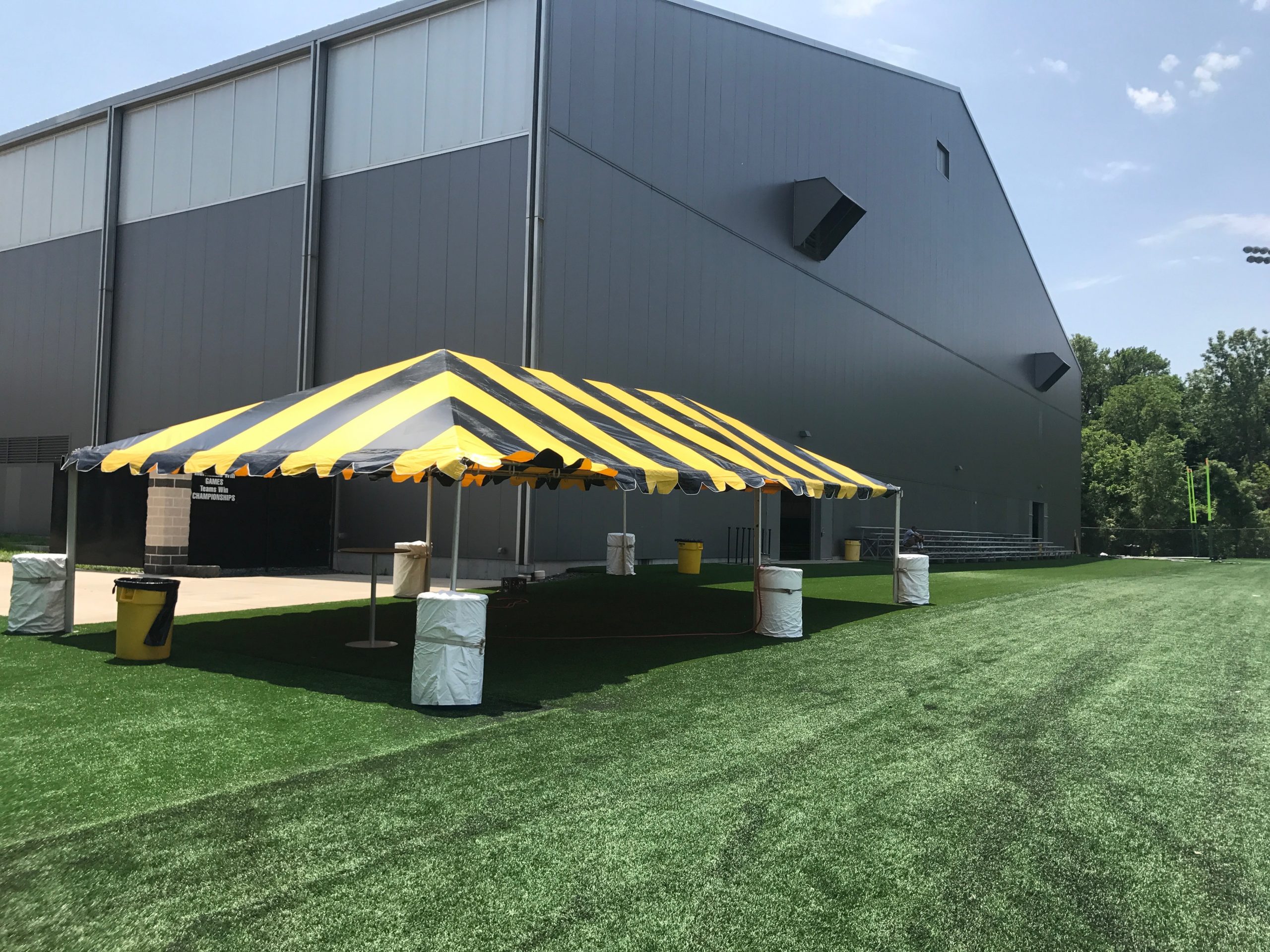 Black and Gold tent for the Ladies Football Academy at the University of Iowa 2017