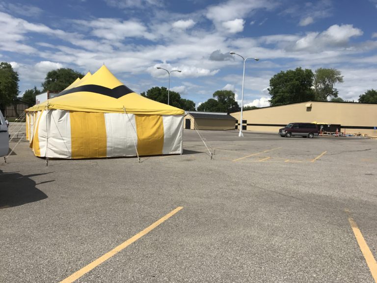 Fireworks tent for Ka-Boomers Fireworks at Maple Lanes Bowling Center in Waterloo, Iowa