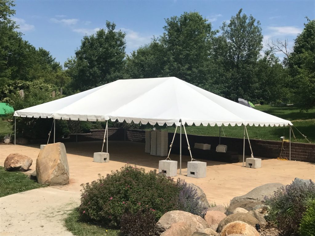 Harvest Preserve wedding with a 30' x 45' frame tent in Iowa City, IA with Blocks