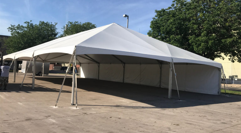 Our 40' x 80' Hybrid tent provides extra room needed for a lunch meeting and corporate events