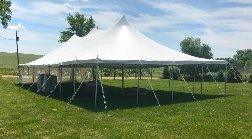 Outdoor wedding tent in De Witt, Iowa