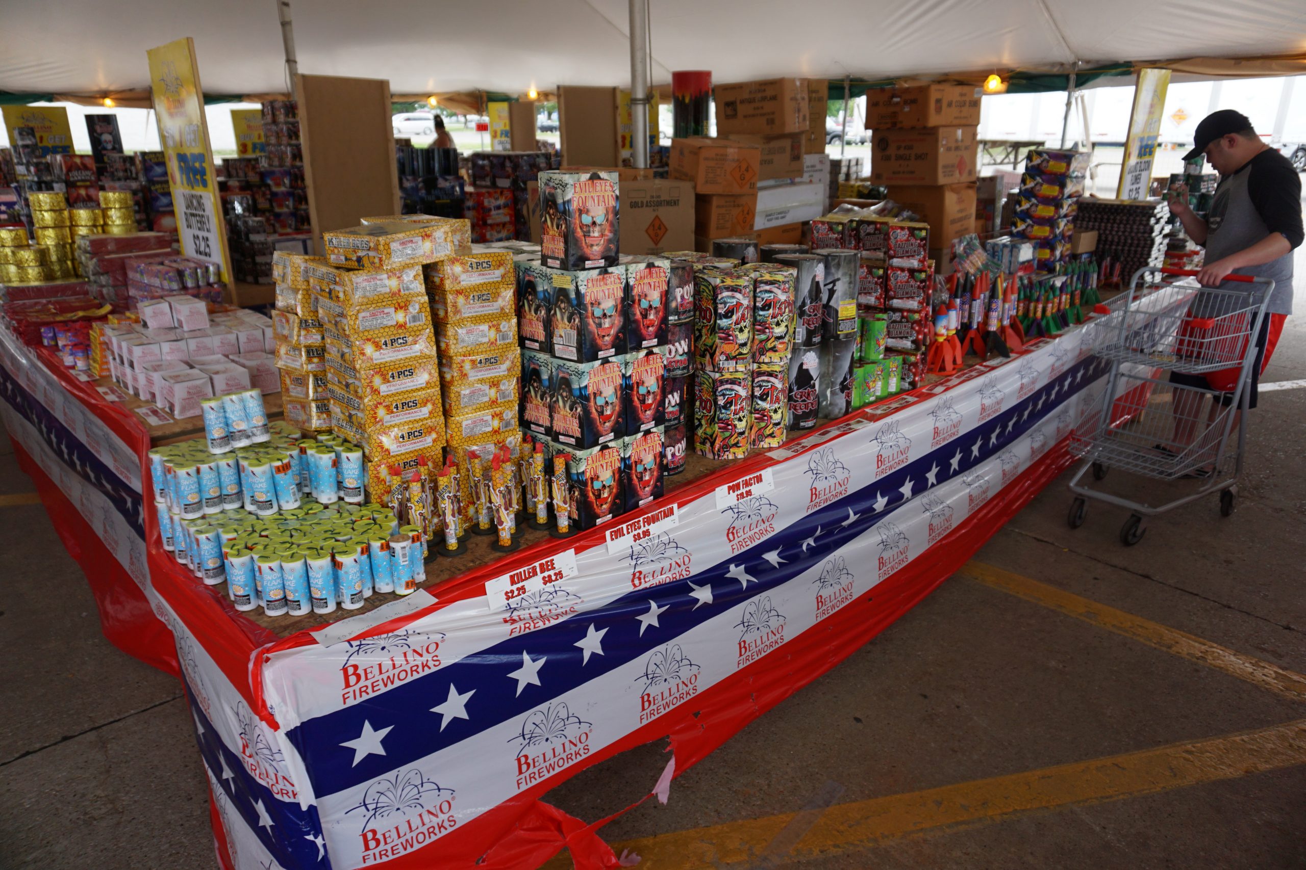 Shopper at Fireworks at the Bellino Fireworks tent at Hy-Vee 1720 Waterfront Dr, Iowa City, IA 52240