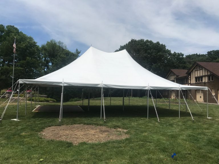 Side of the 30' x 40' rope and pole tent for an outdoor Wedding in Iowa