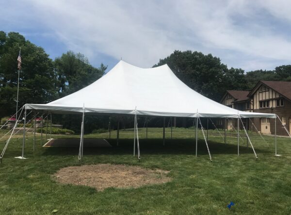 Side of the 30' x 40' rope and pole tent for an outdoor Wedding in Iowa