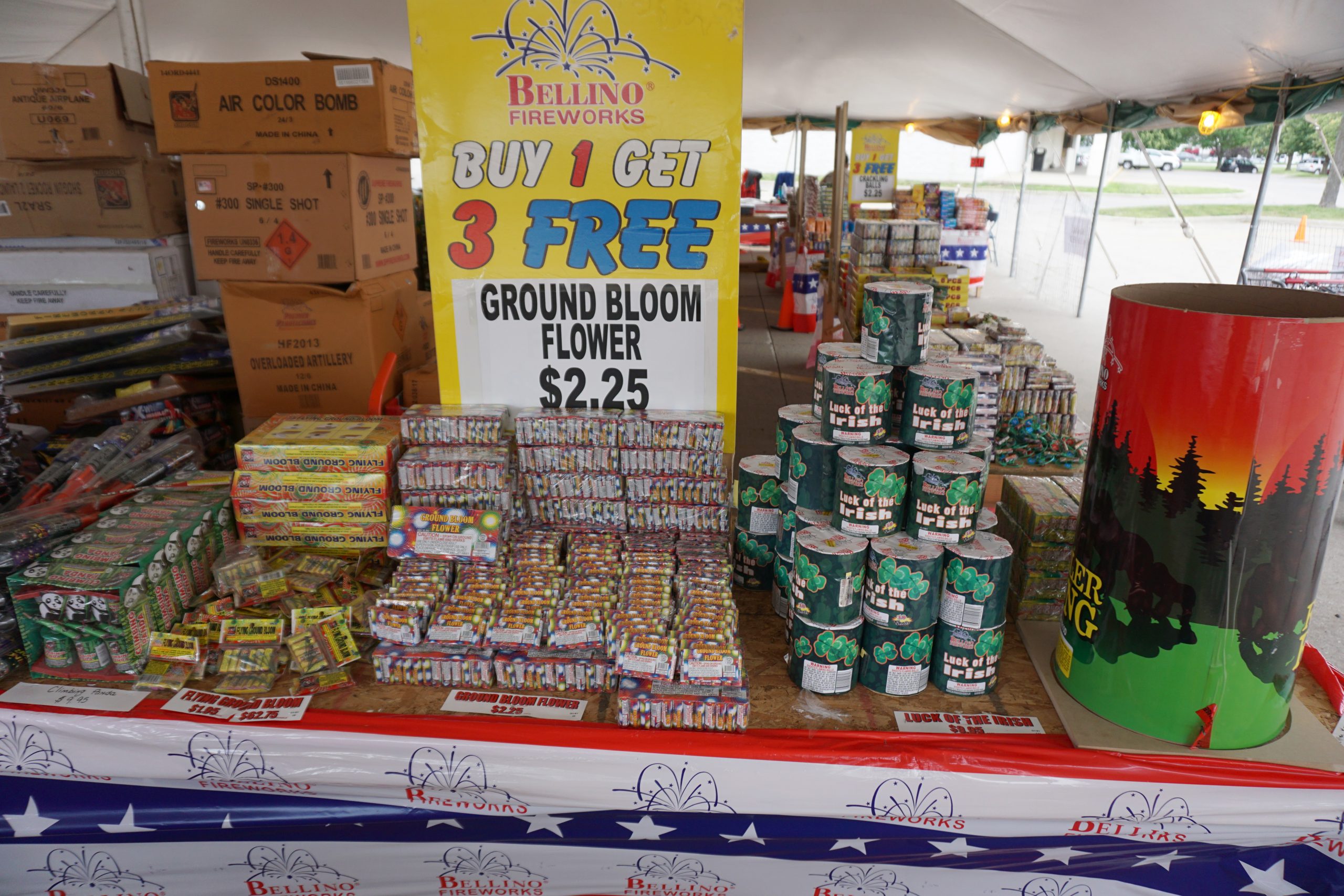 Small to large Fireworks at the Bellino Fireworks tent at Hy-Vee 1720 Waterfront Dr, Iowa City, IA 52240