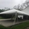 Stakes and deadweight on the 20' x 40' frame tent next to a home for Graduation Party