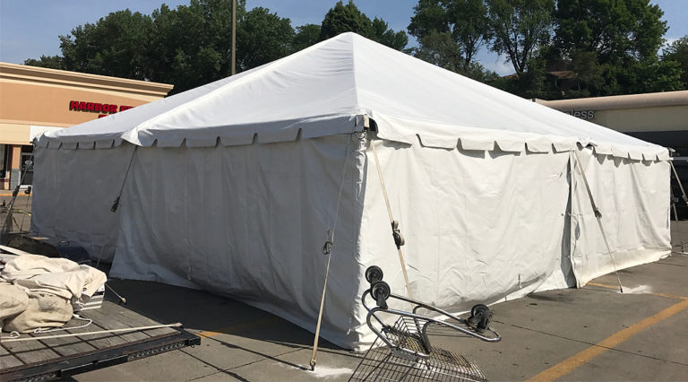 Tent Sale at Harbor Fraight Tools in Sioux City, Iowa with 30' x 30' frame tent