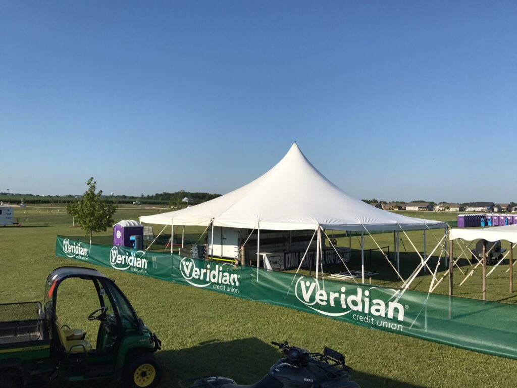 40' x 40' rope and pole tent at the North Liberty Blues & BBQ Festival
