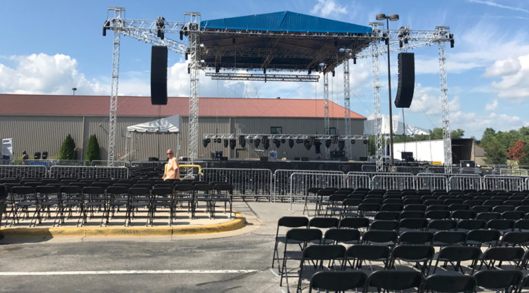 Black folding chairs for concert at Riverside Casino & Golf Resort in Riverside, IA