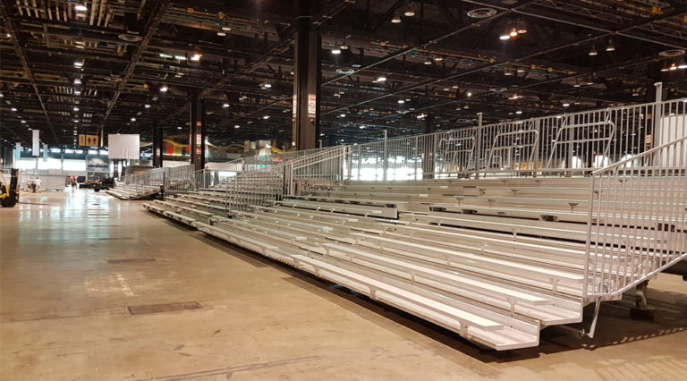 Bleachers at the Nike Basketball event at McCormick Place in Chicago, Illinois