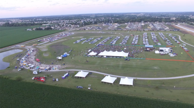 Aerial view of the North Liberty Jazz Fest at night