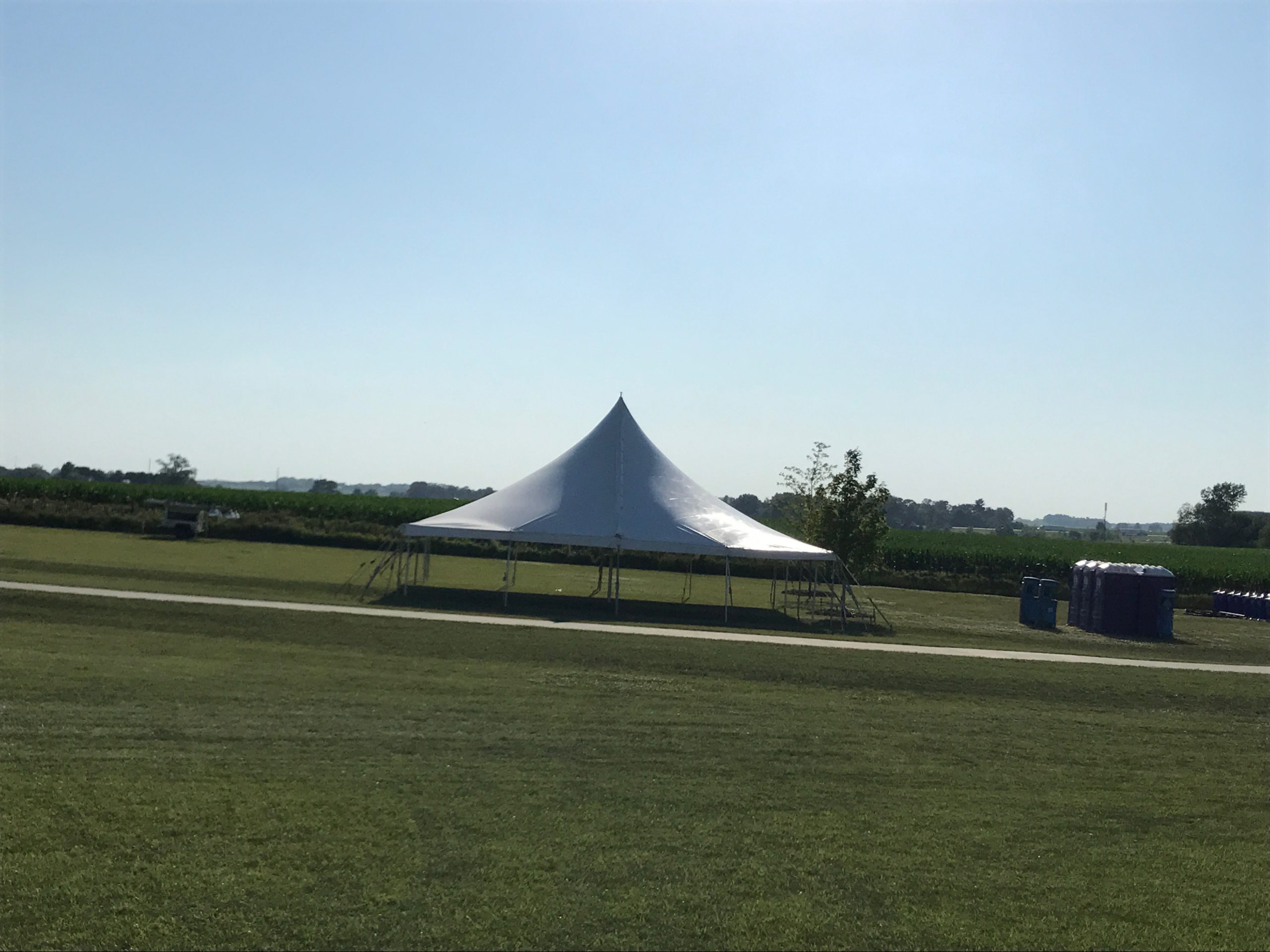 One 40' x 40' rope and pole tent at the North Liberty Blues & BBQ festival