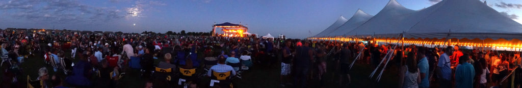 Panoramic of People at Blues & BBQ in North Libery, Iowa