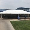 Side of the 20' x 40' Frame tent at the Muscatine Soccer Field in Iowa