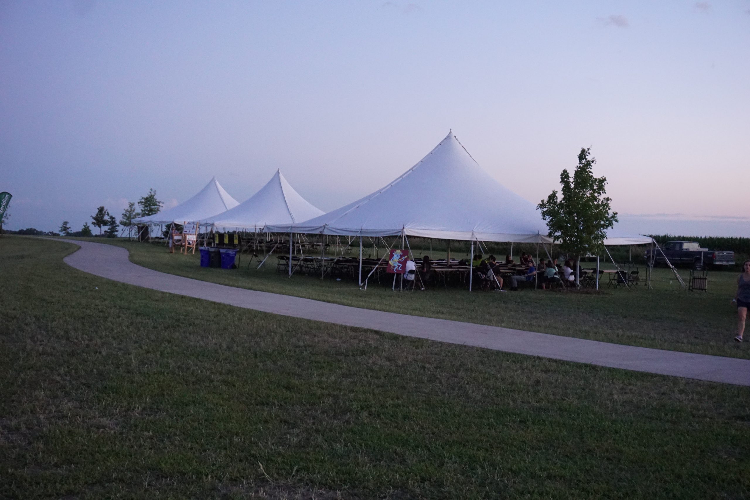 Three 40′ x 40 Elite rope and pole tents at Blues and BBQ in North Libery, Iowa