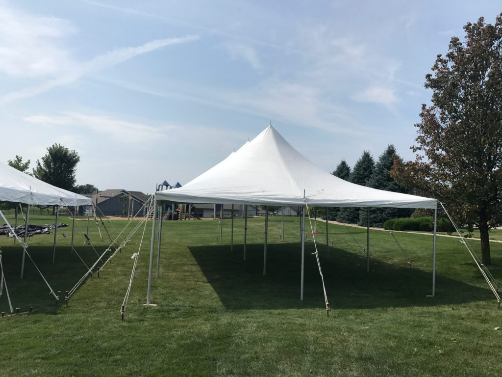 20' x 40' rope and pole tent for block party in Iowa City, IA