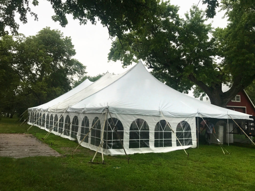 Rope and Pole wedding tent in Carroll, Iowa 40' x 80'
