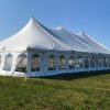 40' x 80' rope and pole wedding tent setup in Fairfield, Iowa