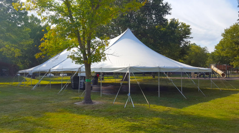 40′ x 80′ Rope and Pole Event Tent at a Muscatine Campground in Iowa