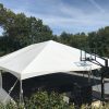 End of the 40' x 60' hybrid event tent setup on a Basketball court in Coralville