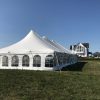 Perspective of 40' x 80' rope and pole wedding tent setup in Fairfield, Iowa
