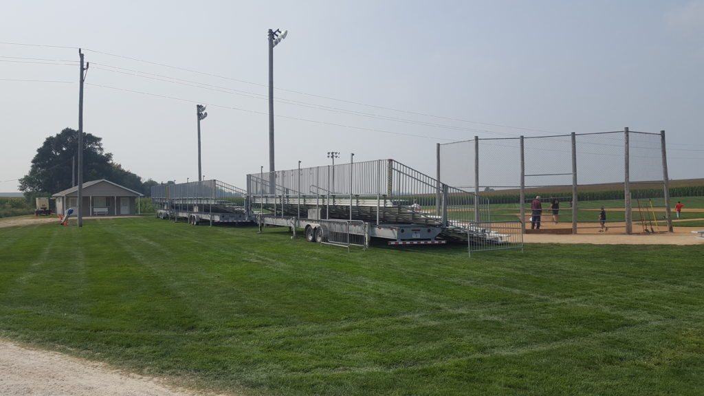 Towable bleachers at Field of Dreams by Big Ten Rentals (not the wooden ones from the movie)