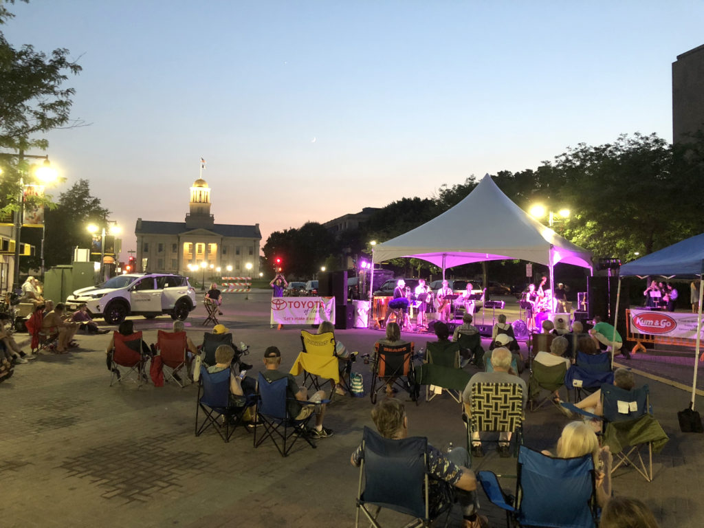 Music Event in Iowa City Downtown District by Joe's Place over looking Old Capitol Museum