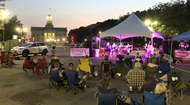 Music Event in Iowa City Downtown District overlooking Old Capitol Museum