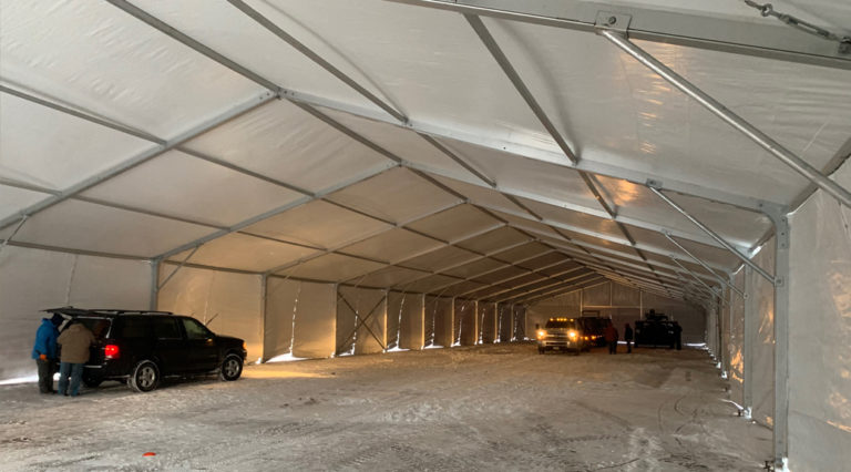 Temporary Warehouse Structures in Des Moines, Iowa | 30,500 sq ft On-Site Tent