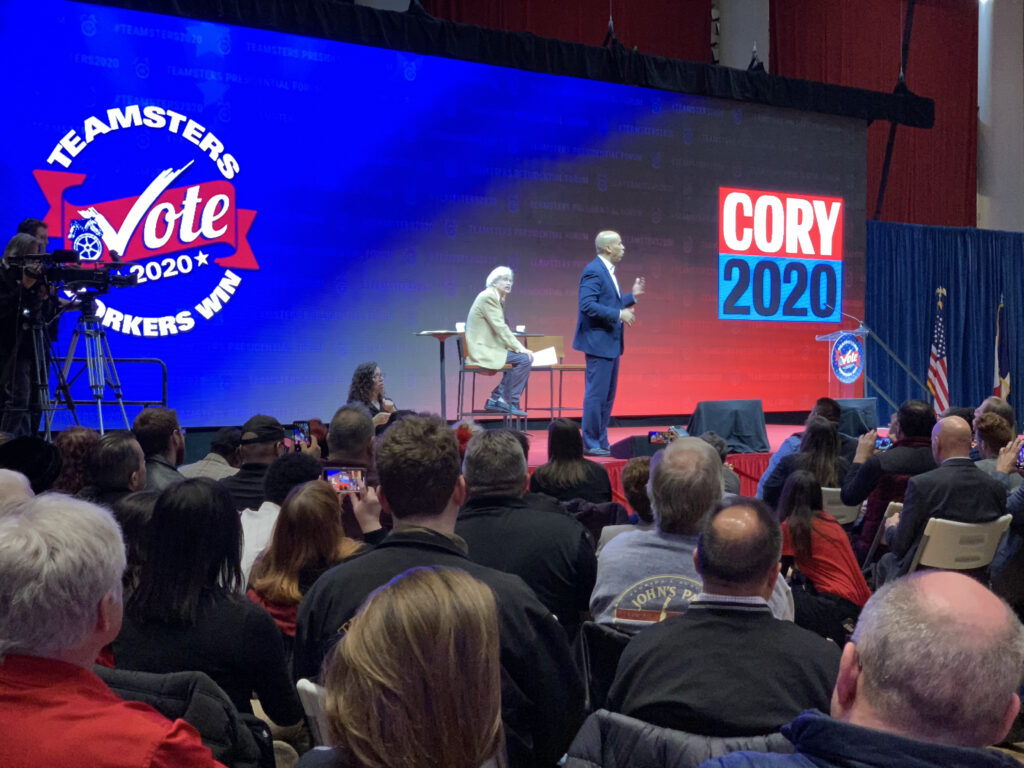 Cory Booker at Teamsters Presidential Forum in December 7, 2019