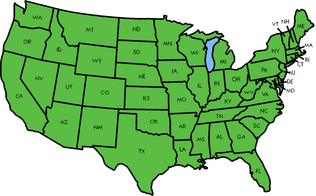 Bleacher Delivery Map All of the contiguous United States