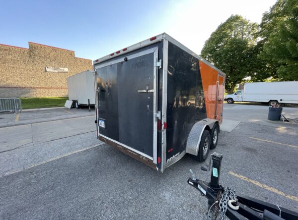 7' x 14' Cargo Trailer Rental in Iowa City, IA VIN-0809 back door
