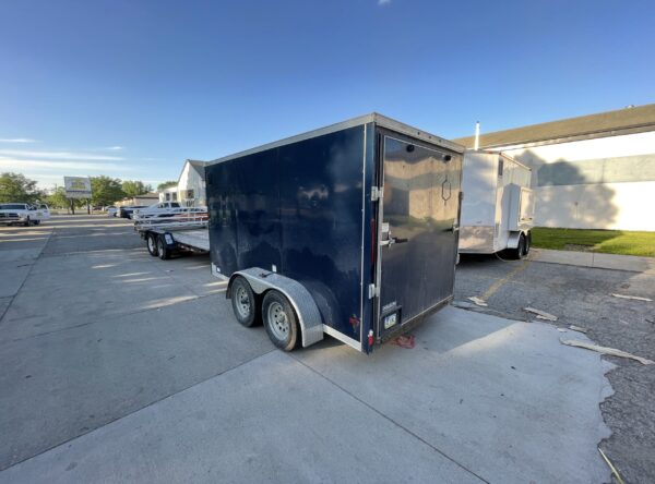 Back of 6' x 12' Cargo Trailer Rental in Iowa City, IA VIN-0716
