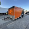 Front and side of 7' x 14' Cargo Trailer Rental in Iowa City, IA VIN-0809