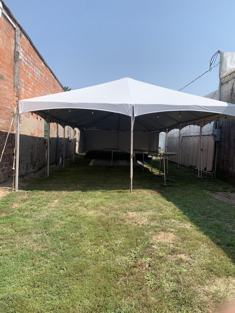 Outdoor Wedding Reception Tent in Keswick, Iowa, with a 20′ x 50′ Frame Tent