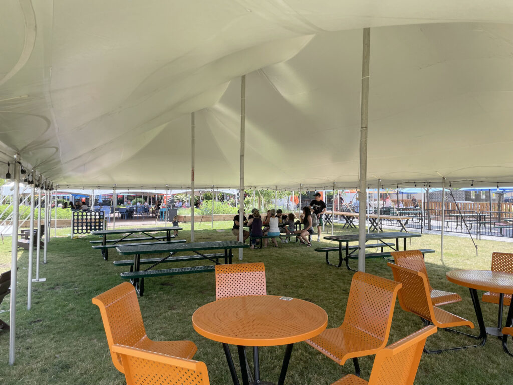 30’ x 60' rope and pole event tent at Big Grove Brewery in Iowa City, IA
