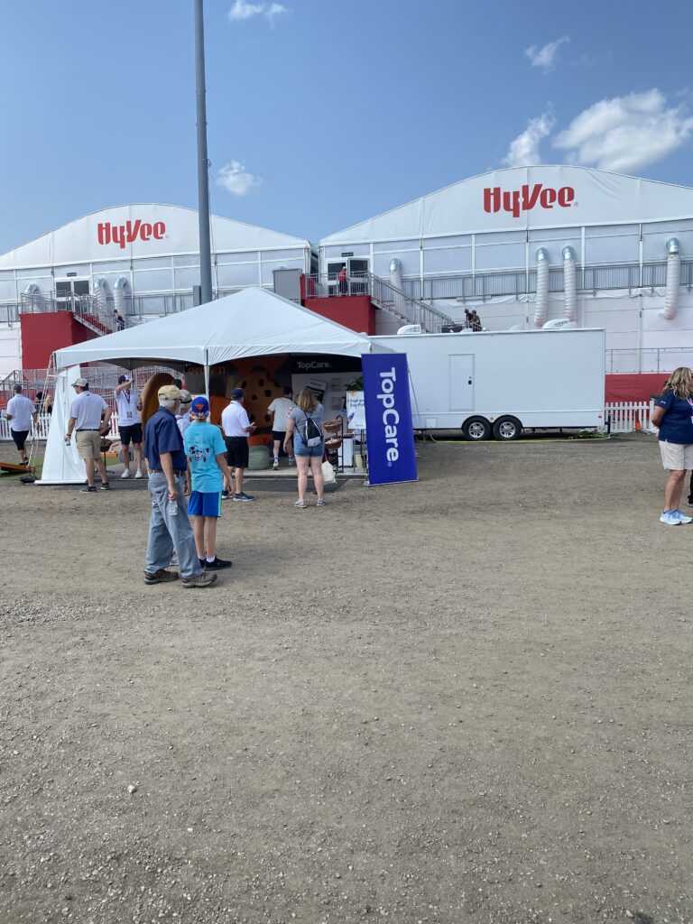 20' x 20' frame tent for TopCare at the Hy-Vee IndyCar Races at Iowa Speedway in Newton, IA