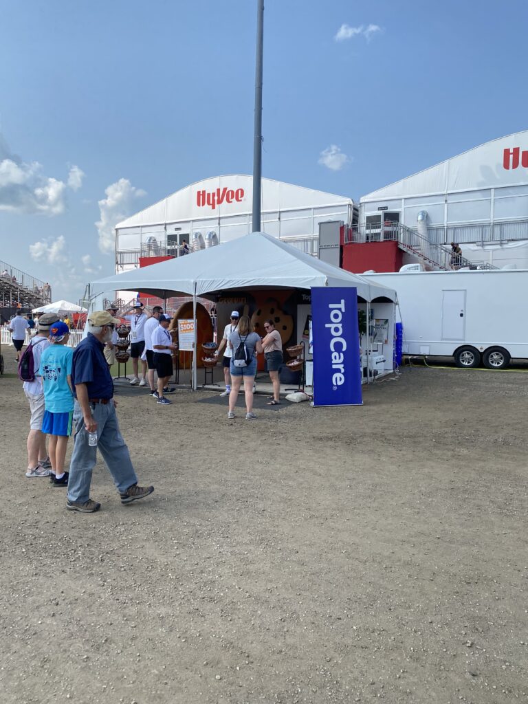 20' x 20' frame tent for TopCare at the Hy-Vee IndyCar Races at Iowa Speedway in Newton, Iowa
