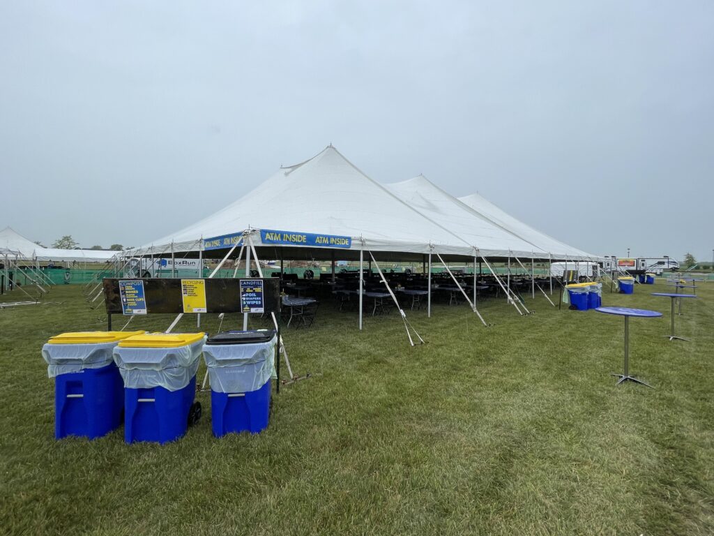 80' x 120' twin-pole rope and pole tent at at the Blues & BBQ music festival in North Liberty, Iowa