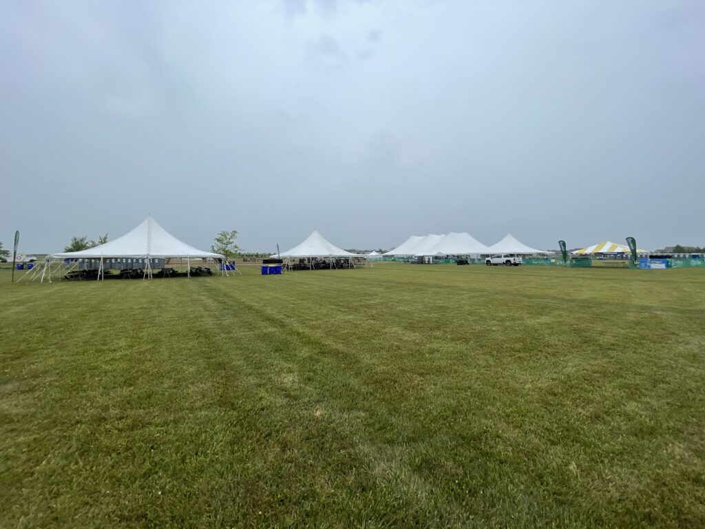 Multiple tents at the Blues and BBQ event in North Liberty, Iowa