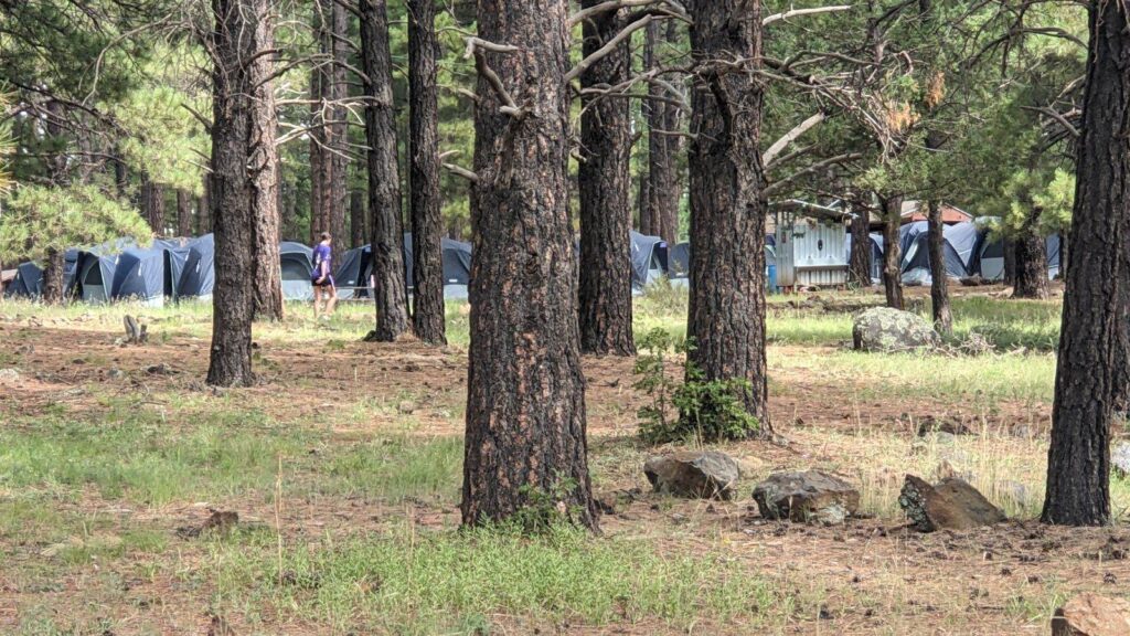 College students camping at Survivor Weekend at Camp Raymond in Parks, Arizona.