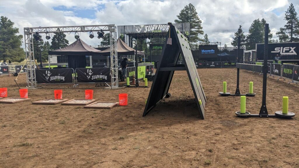 Obstacle course set up for Survivor Weekend at Camp Raymond in Parks, Arizona.