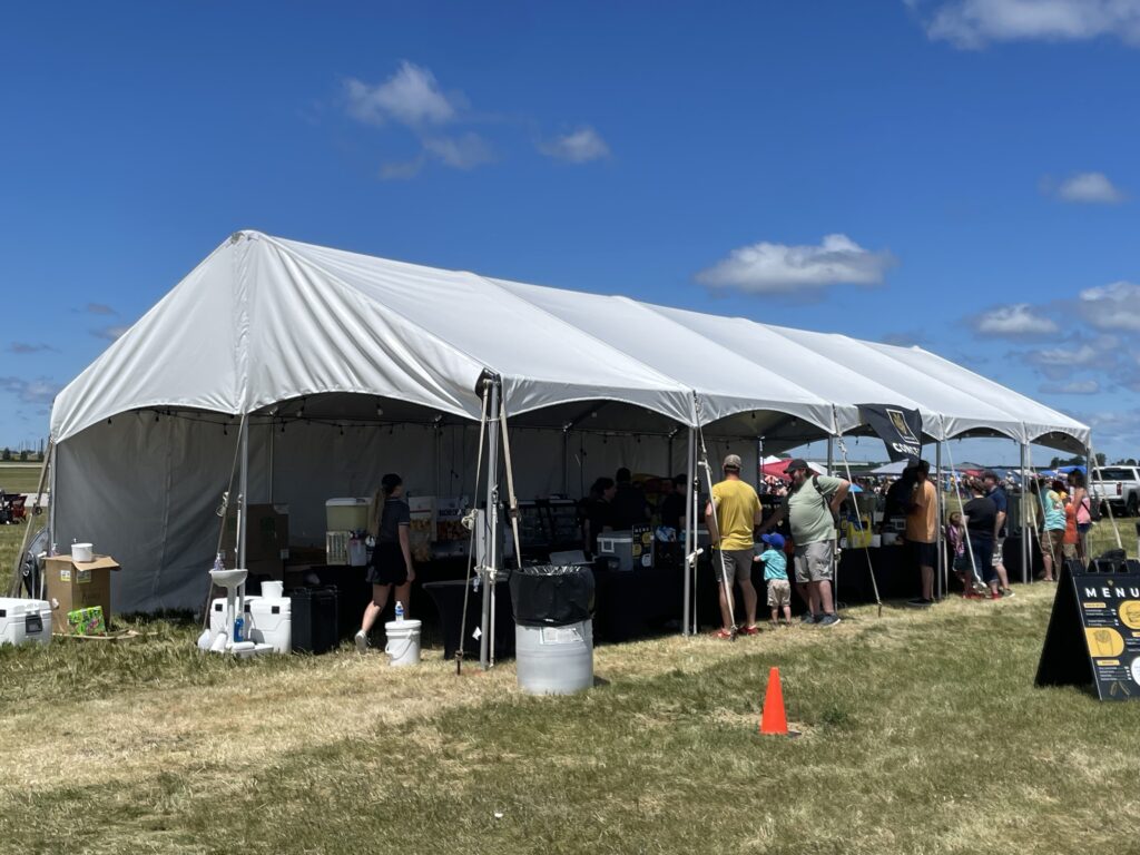 20' x 50' kedered frame tent at Quad City Air Show 2024 in Davenport, IA