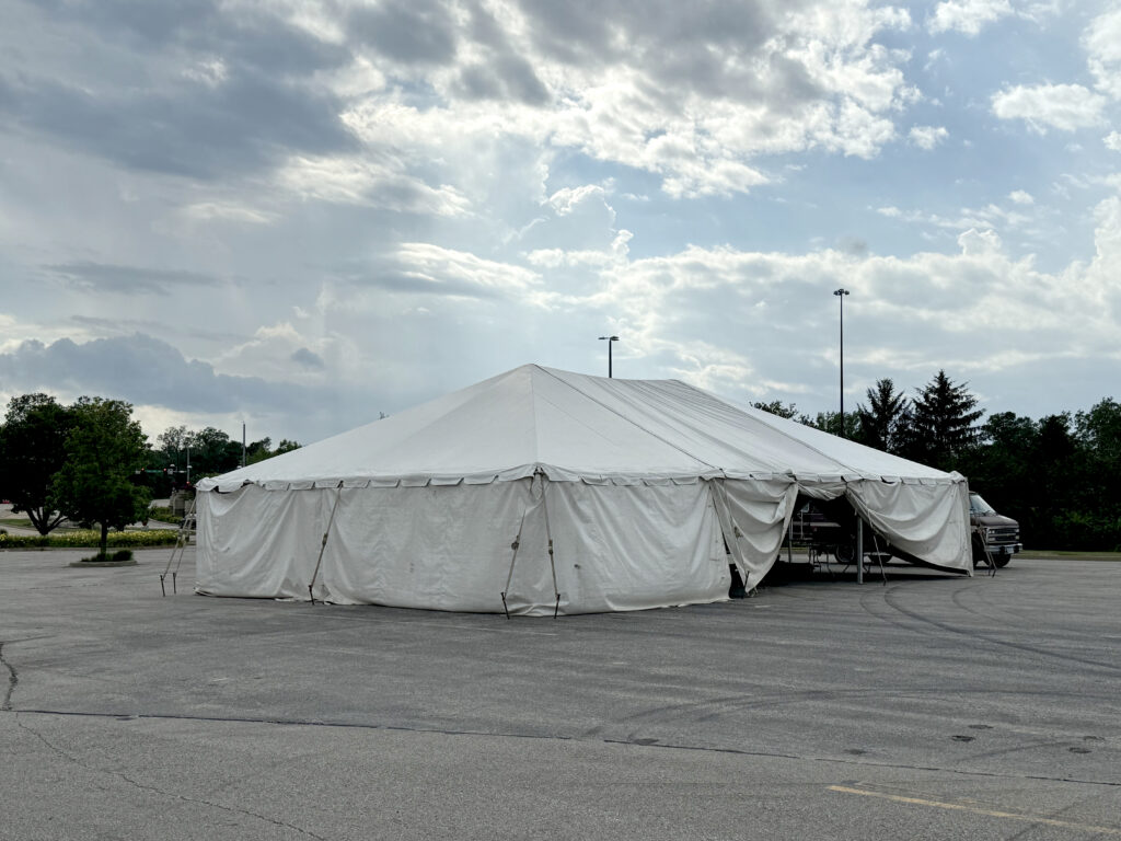 30' x 40' frame tent at Coral Ridge Mall in Coralville, Iowa, for TNT Fireworks company.