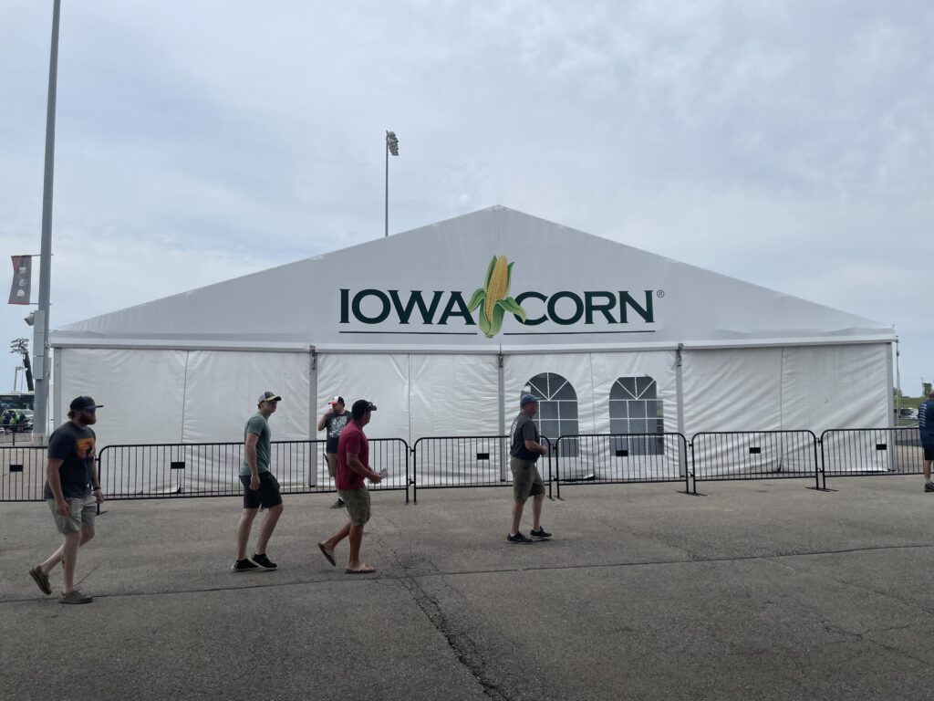 310' custom branded hospitality tent (Iowa Corn) - 2024 NASCAR Race Weekend at Iowa Speedway in Newton, Iowa (Banner only)