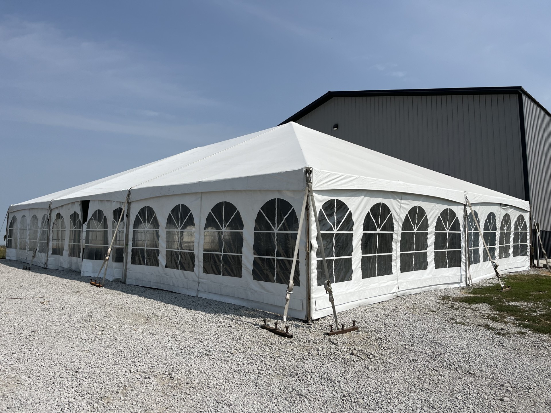 Corner of a 40′ x 60′ Hybrid Tent with French window side wall at Riverside Casino for a banquet in Iowa