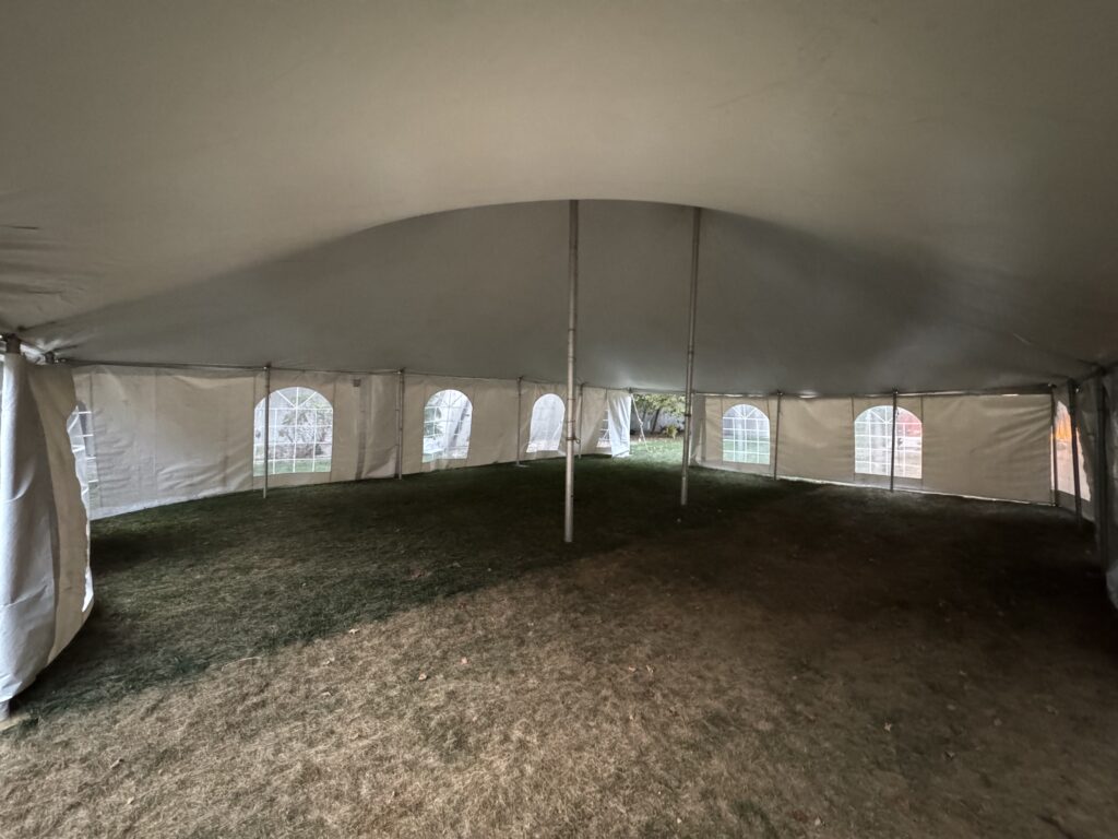 Under 30' x 40' rope and pole event tent at University of Iowa College of Dentistry.