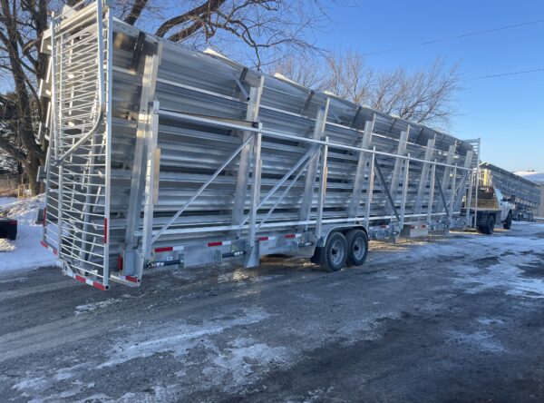 Folded towable 15-Row Grandstand that Seats 412 in just 45 feet and ready to rent. Folded towable 15-Row Grandstand that Seats 412 in just 45 feet and ready to rent.