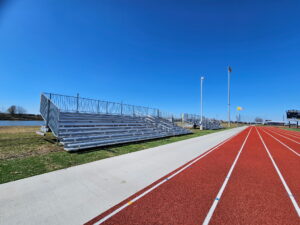 Two 45' Towable Bleachers for the Varsity Girls Soccer Match at Father McGivney Catholic School in Glen Carbon, IL