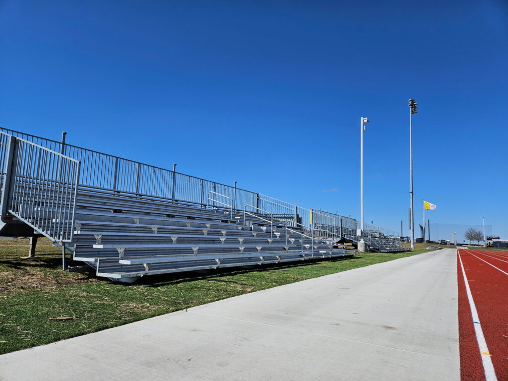 Two 45' Towable Bleachers for the Varsity Girls Soccer Match at Father McGivney Catholic School in Glen Carbon, IL (close-up)